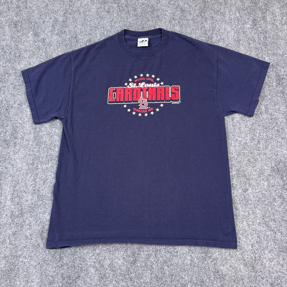 Vintage St Louis Cardinals T Shirt Mens M Navy Graphic Print Baseball MLB 2004